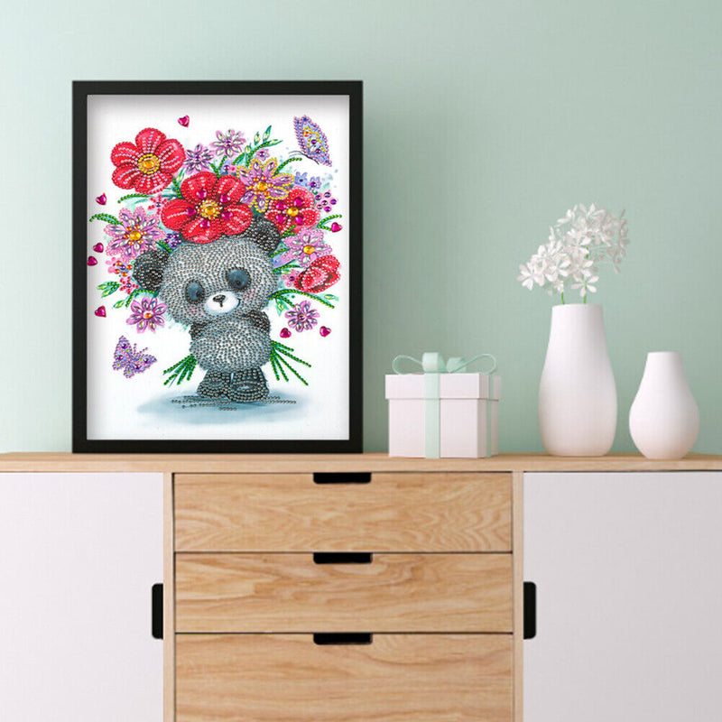 Diamond Painting 5D DIY Cartoon Bear Partial Special Drill Rhinestone Kit Newly