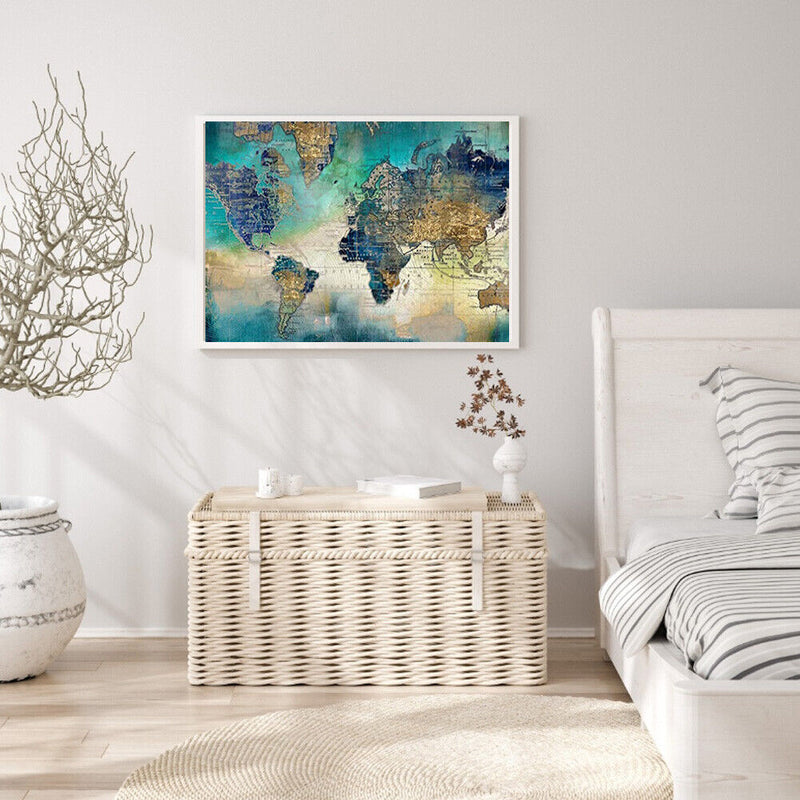 Map Abstract Oil Paint By Numbers DIY Picture Hand Painted Wall Art Craft G