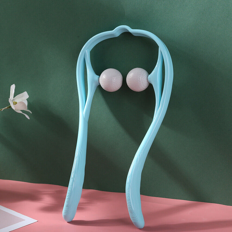 2-Ball Rolling Portable Manual Neck Massager Home Pain Relief (Sky Blue) Newly