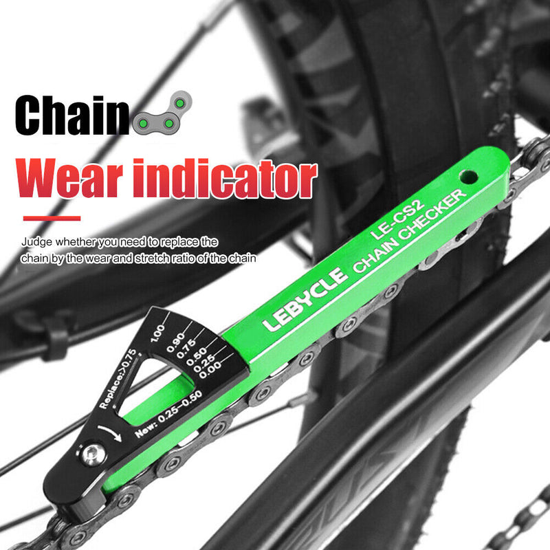 Lebycle MTB Road Bike Chain Wear Indicator Tool Bicycle Chain Gauge (Green)