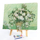 Frameless Painting By Numbers DIY White Rose Hand Painted Canvas Oil Art Picture