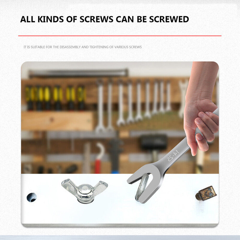 Long Handle Serrated V Groove Wrench Double Head Open End Repair Spanner Newly