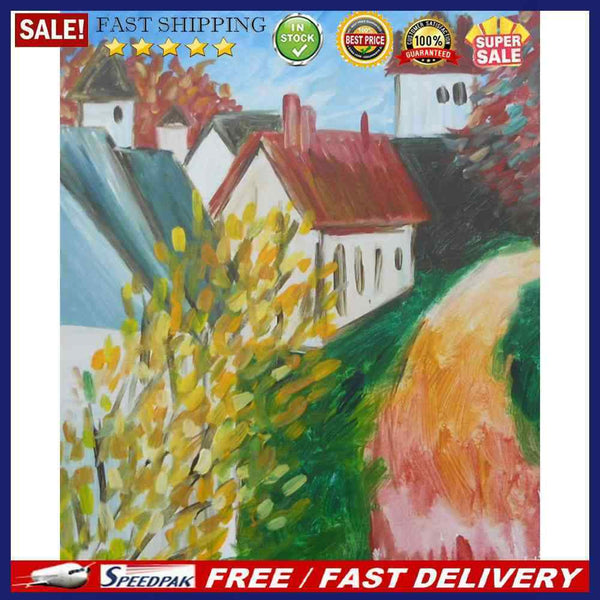 Hand Painted Oil Paint by Numbers DIY Country Path Drawing Wall Decoration Gift