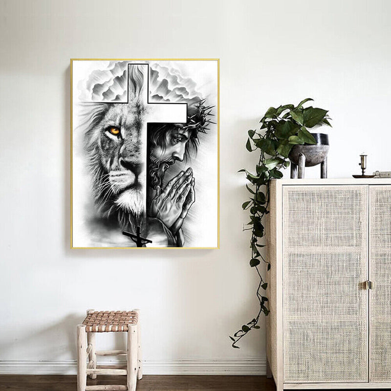 Double Cross Frameless Picture Oil Paint By Numbers Hand Painted Picture Kit