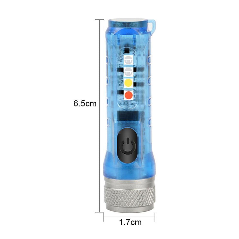 Mini Keychain Torch w/ USB Rechargeable Emergency Flashlight Buckle (Blue)