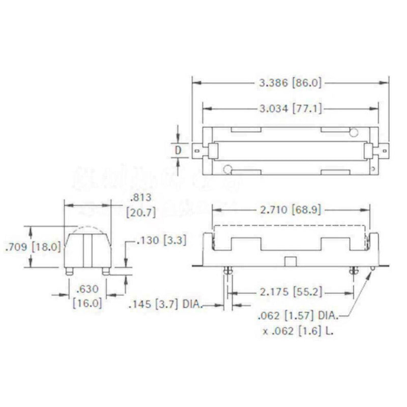 1Pcs 18650 Battery Holder SMD SMT Battery Box With Pins Bronze K7Q5