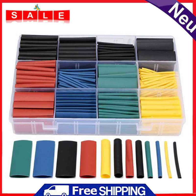 530pcs/Set Hitze Shrink Tubing Isolierung Wärmeschrumpfende Tube Sortiment elekt