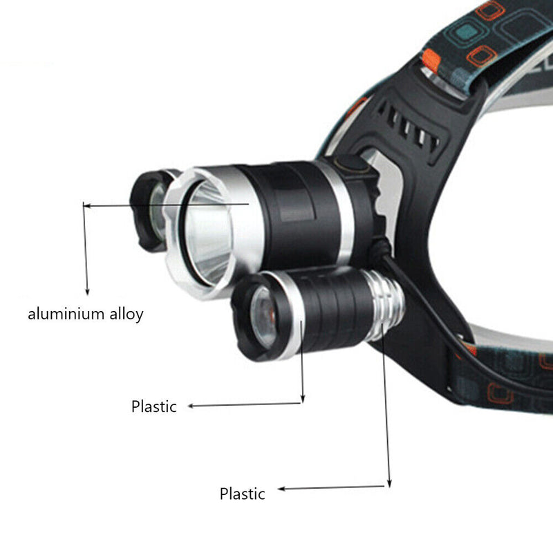 LED Headlamp USB Rechargeable Outdoor Fishing Camping Head Lights Flashlight