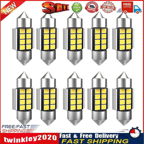 10pcs 31mm Car License Plate Bulb Auto Truck Festoon LED Dome Lamp (White) Newly