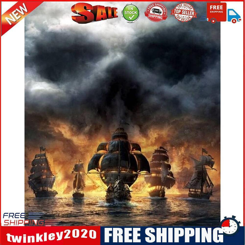 Fire Ship Drawing Frameless DIY Oil Paint by Numbers Canvas Home Decoration