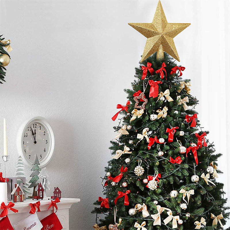 Glitter Christmas Star Tree Topper Sparkling Five-Point for Star Christmas Tree