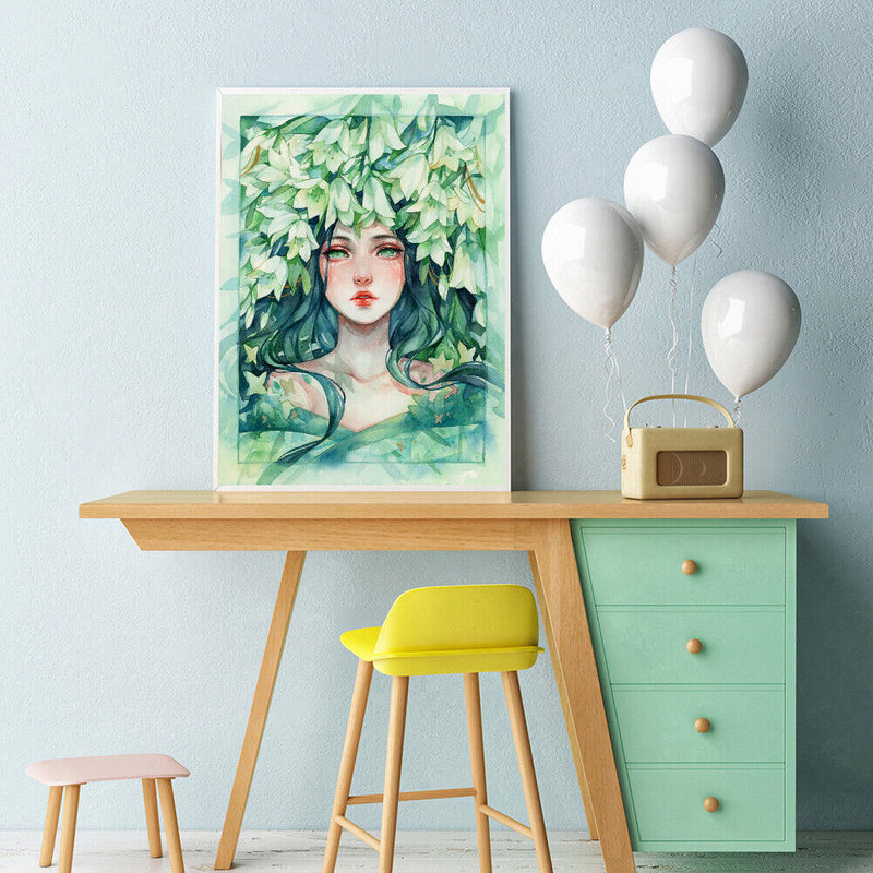 Cross Stitch Kits 11CT Stamped DIY Flowers Girl Full Embroider Needlework