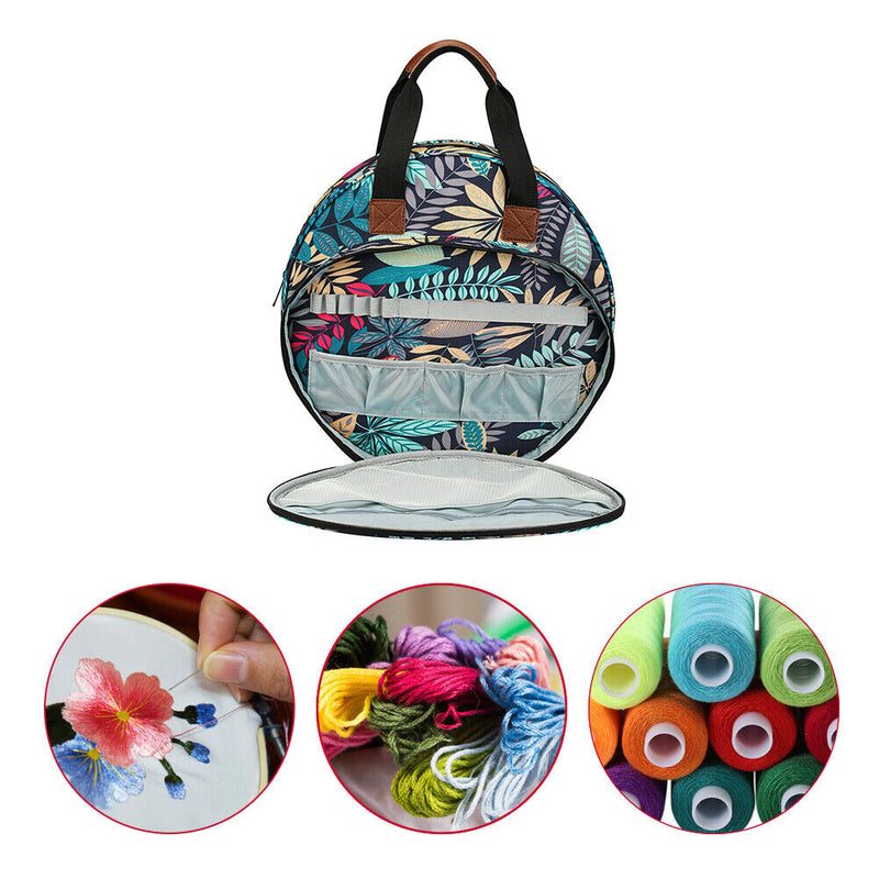 Embroidery Kit Storage Bag Handbag Cross Stitch Yarn Holder Handbag (Blue) Newly
