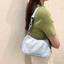 Fashion Women Underarm Bag Solid Color Nylon Chain Shoulder Bag Lady Handbag