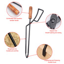 Charcoal Clamp Camping Bonfire Fireplace Fire Tongs with Leather Cover Barbecue