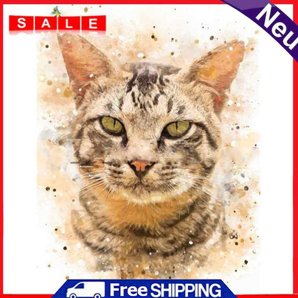 Cat Oil Paint By Numbers DIY Handpainted on Canvas Animal Wall Art Picture Craft