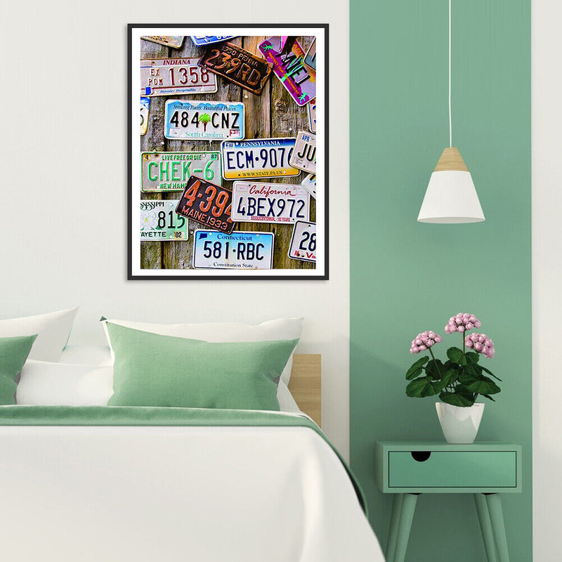 License Plate Oil Paint By Numbers Wall Art Posters Picture Craft Decorations