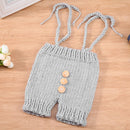 2pcs Cute Baby Studio Photography Props Clothing Set Knitted Overalls + Hat