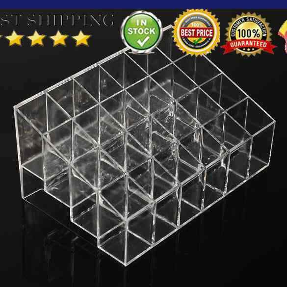 24 Trapezoid Clear Makeup Display Lipstick Case Cosmetic Organizer Holder