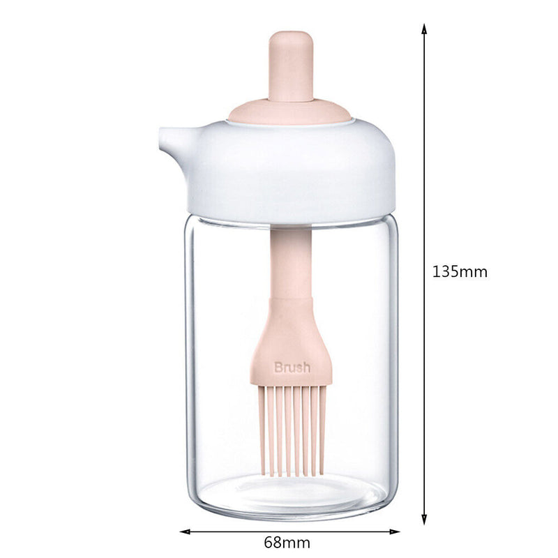 Oil Bottle with Brush Kitchen Oil Dispenser for BBQ Baking Cooking (Pink)
