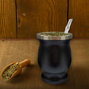 Double Wall Gourd Tea Cup 8oz Stainless Steel Yerba Mate Tea Cup (Black) Newly