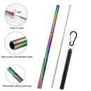 Outdoor Collapsible Metal Drinking Straws Cleaning Brush Container (Black) Newly