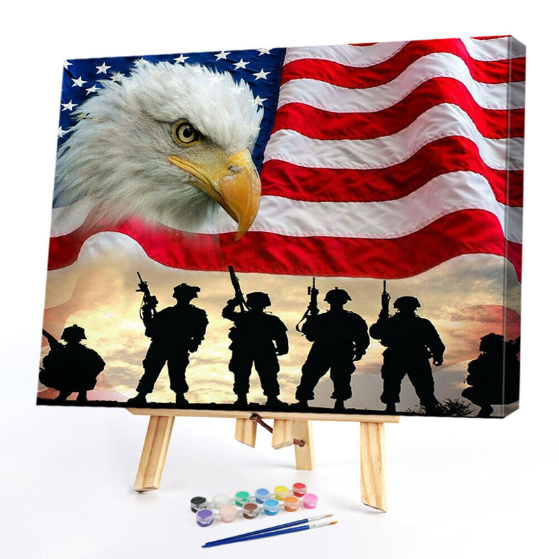 DIY Paint By Number Kit Flag Eagle Abstract No Frame for Home Decoration