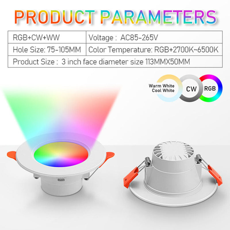 RGB Downlight Dimmable 10W 85-265V Your Dimmable Indoor Lightfs for Alexa Home