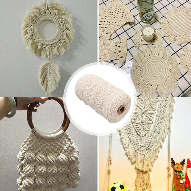 1 Roll Macrame Rope Twisted String Cotton Cord for DIY Handmade (4mmx50m)