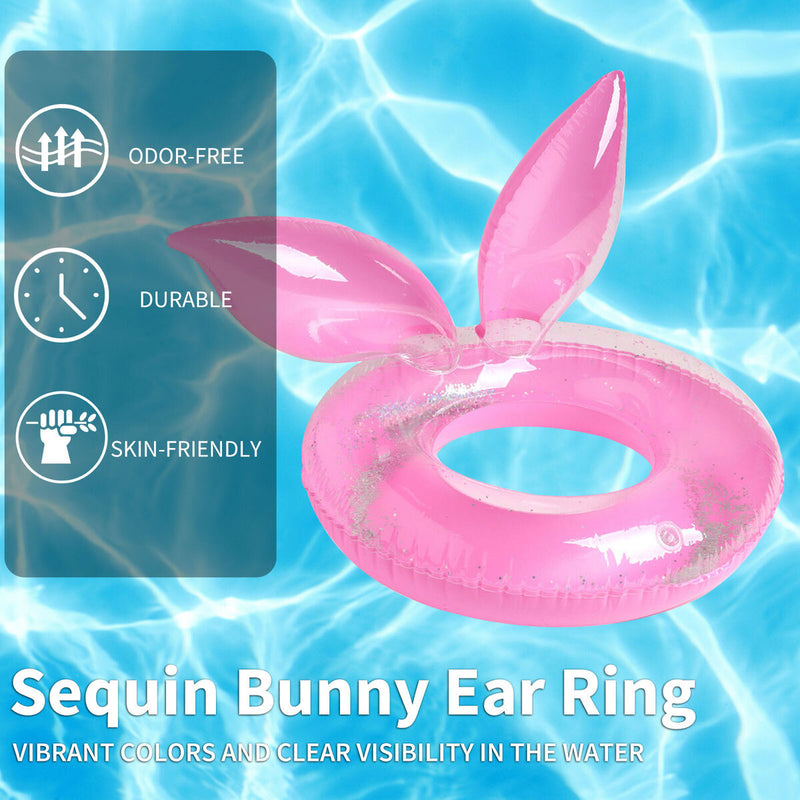 Cute Rabbit Ears Modeling Swimming Ring Thickening Pool Floats Ring for Kids