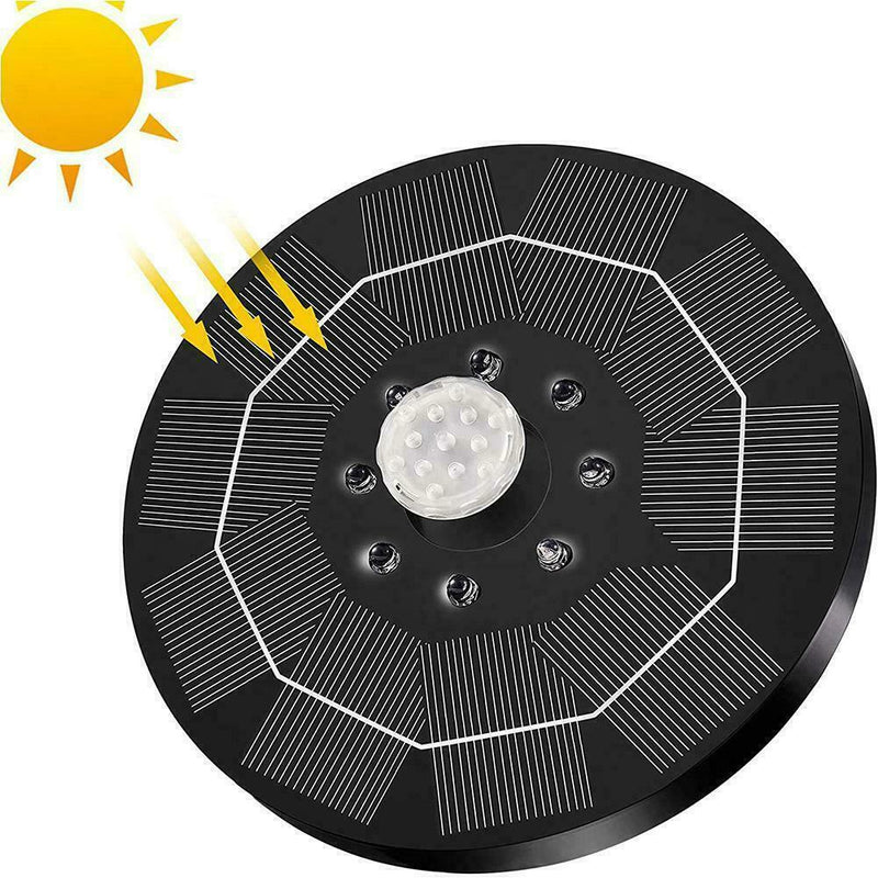 1xSolar Fountain Powered Bird Bath Floating Water Pump Garden Pools Pond D2G6
