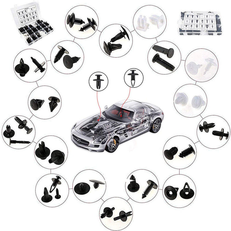 415pcs Car Bumper Retainer Clip+Screwdriver+4xTools+5xZip Tie+20xSponge Washers