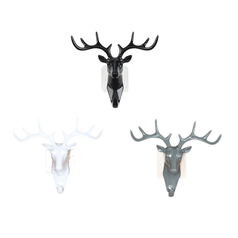 5pcs Self-Adhesive Wall-Mounted Hook Antler Horns Hanger Wall Rack(Black)
