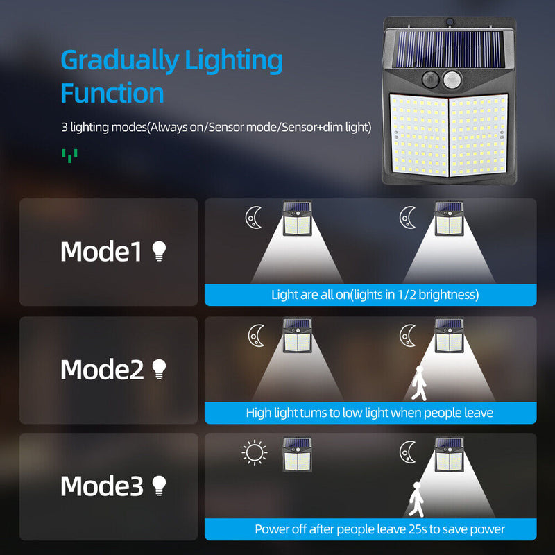 238LED Solar Wall Lamp Waterproof Motion Sensor Outdoor Garden Decor Light