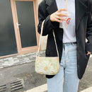 Fashion Women Floral Letters Printed Shoulder Underarm Bag Handbags (Green)