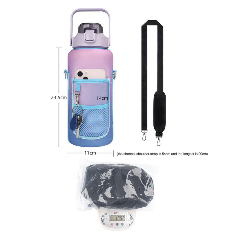 #A 2L Water Bottle Handheld Neoprene Kettle Anti-scalding Drinkware with Straps