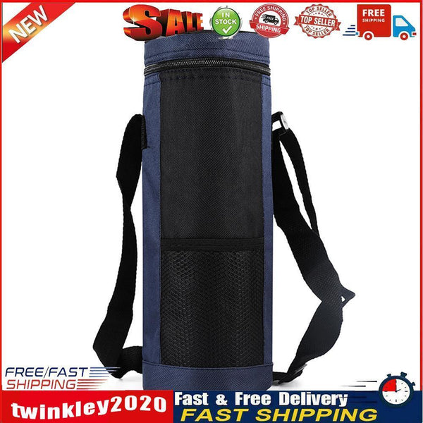 Water Bottle Cooler Bag Portable Camping Drink Cup Insulated Pouch (Blue) Newly