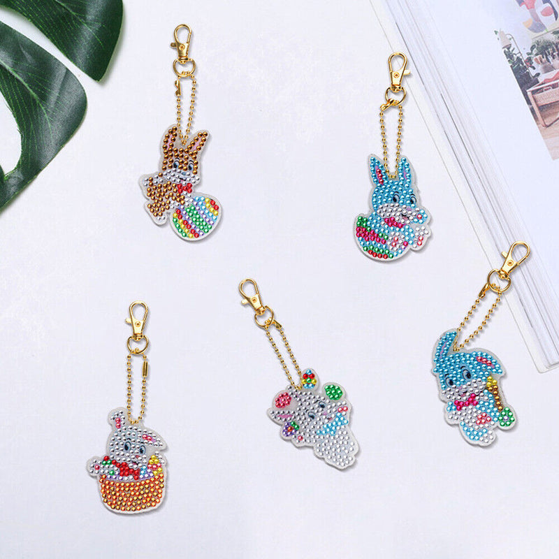 Rabbit Diamond Painting Keychain DIY Crystal Drill Key Ring Pendant (YS020)