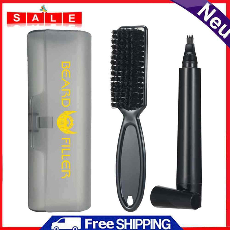 Pencil Filler Mustache Kit Eyebrow Hair Beard Brush Traveling Beard Enhancer
