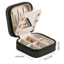 Travel Jewelry Case Waterproof PU Leather Double Layer Organizer (Black)