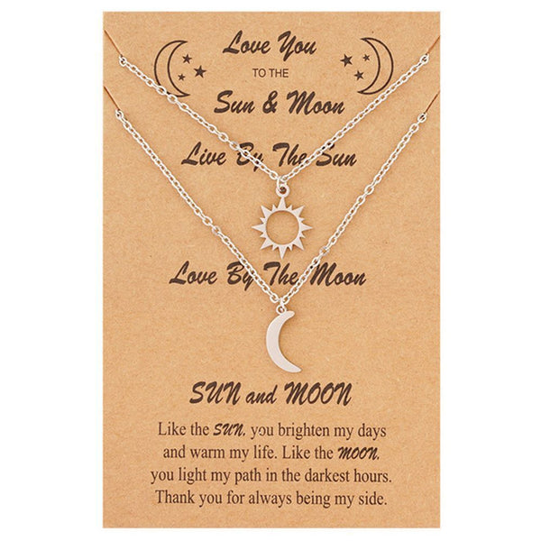 Women Men Couple Pendant Family Jewelry Clavicle Necklace Moon Sun Necklace