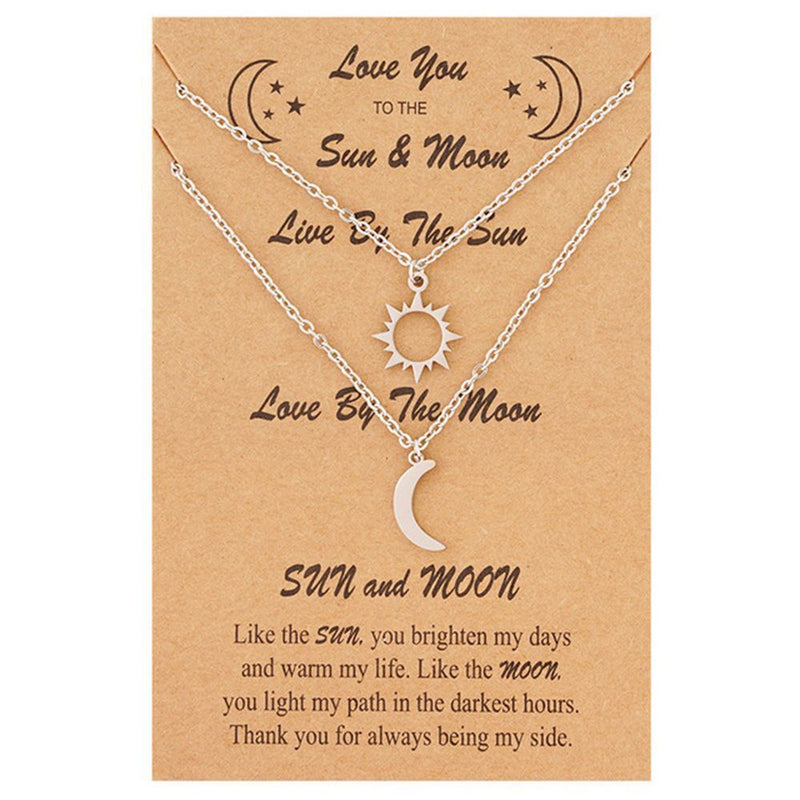 Women Men Couple Pendant Family Jewelry Clavicle Necklace Moon Sun Necklace