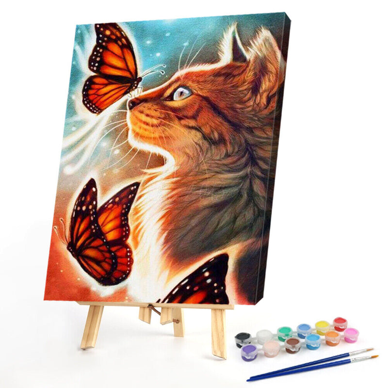 Oil Paint By Numbers cat Coloring Picture Digital Drawing