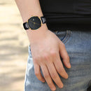 Fashion Ultra-thin Men Leather Strap Business Casual Quartz Wristwatch (D)