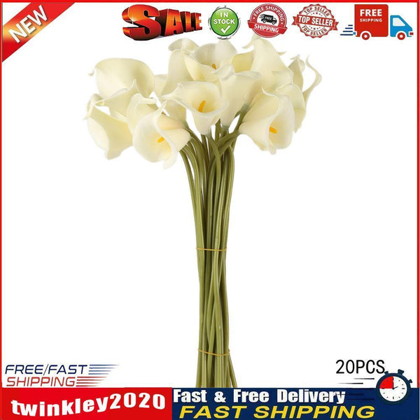 20pcs Calla Bridal Wedding Bouquet  Latex Real Feeling Flower Milk White Newly