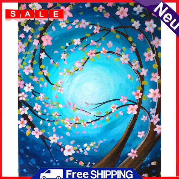 Peach Flower Oil Paint By Numbers Hand Painted Frameless Painting Home Ornament