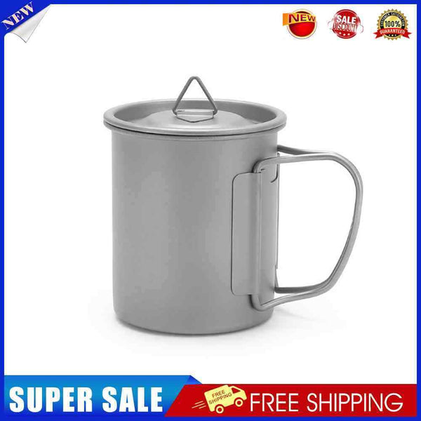 Ultralight Titanium Cup Folding Portable Outdoor Camping (M)+Titanium Spoon