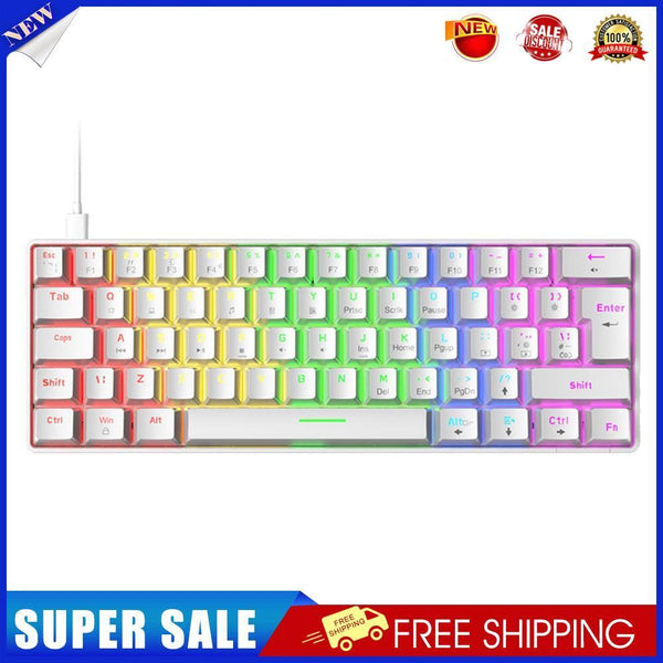 T60 Mechanical Gaming Keyboard Blue Switch 62 Key Keyboard for PC (White)