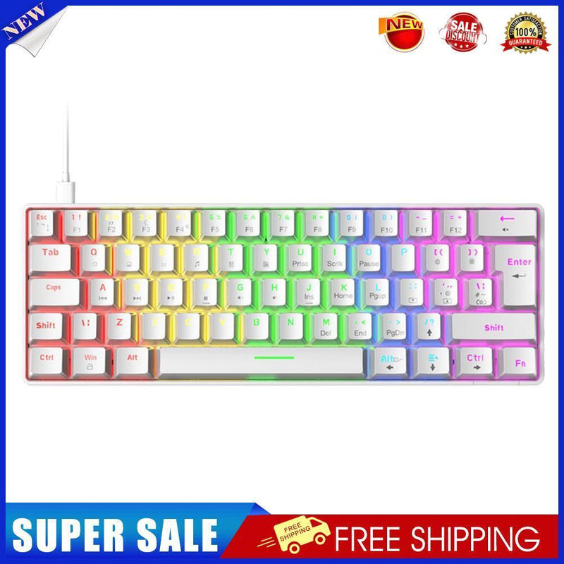 T60 Mechanical Gaming Keyboard Blue Switch 62 Key Keyboard for PC (White)
