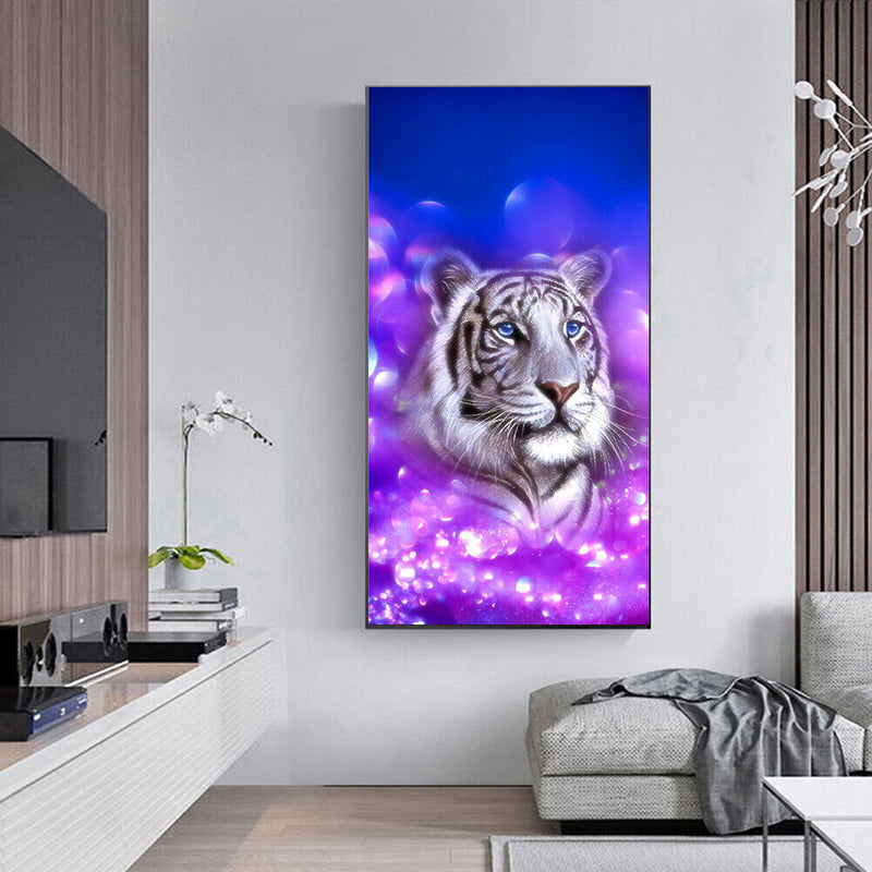 White Tiger Oil Paint By Numbers DIY Handpainted on Canvas Wall Picture Crafts